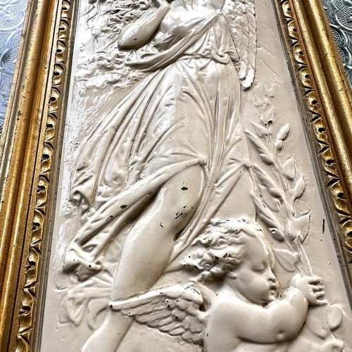 VTG MCM 1967 pr Angel & Cherub Plaque Hollywood Regency Ornate Rocco Resin #7059 - Picture 3 of 10