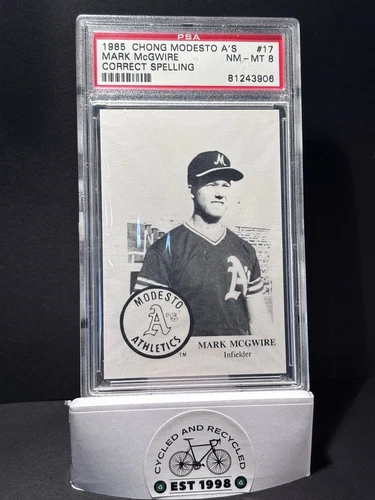 1985 Chong Modesto A’s Mark McGwire #17 PSA 8 MINT RC Rookie St Louis Cardinals