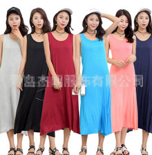 Women Modal Full Slips Dress Camisole Underdress Chemise Midi Dress Sleepwear