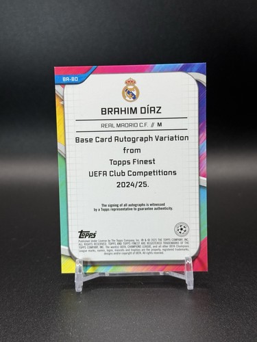 Topps Finest UEFA 2024/2025 Brahim Diaz Auto 192/199 Real Madrid - Picture 4 of 4