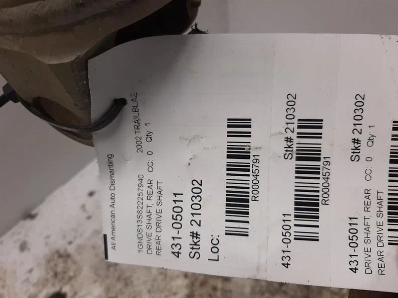 Eje de transmisión trasero 2x2 4,2 L 17" rueda 02-09 GMC ENVOY 1583381 Foto 4 de 4