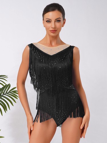 Damen Tanzkleidung Wettbewerb Kleid Einteiler Body Swing Rundhals lyrisch - Bild 39 von 83