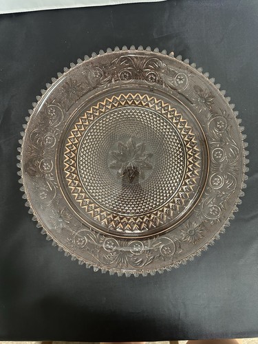 RARE PINK Peach Indiana Tiara Glass Sandwich Serving Platter Dish Plate Vintage - Picture 3 of 5