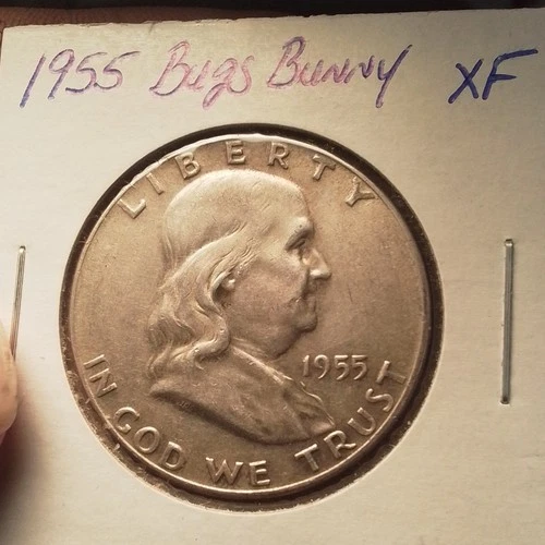 1955 Franklin Half Dollar Bugs Bunny Variety Silver XF Philadelphia