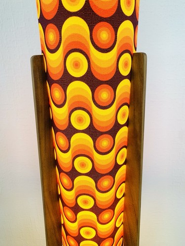 Retro Fabric Midcentury Style Rocket Floor Lamp 60s 70s 120cm Teak Legs - Picture 5 of 9