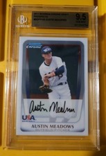 BGS 9.5 2011 Bowman Draft Chrome Austin Meadows Rookie Card #BDPP100 GEM Mint RC