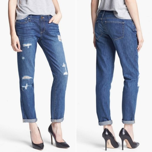 Pantalones de mezclilla Paige Jimmy Jimmy pierna recta desgastados para mujer talla 25 - Imagen 1 de 9