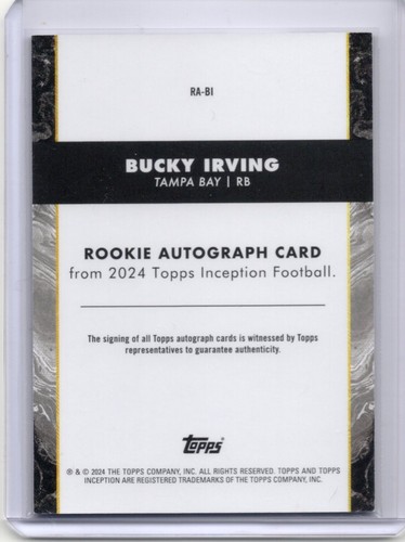 2024 Topps Inception #RA-BI Bucky Irving Tampa Bay Autograph - Bild 2 von 2