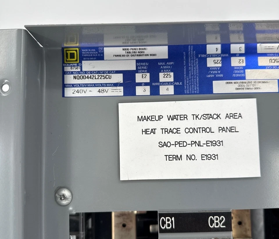 Square D NQOD442L225CU Interior Panelboard 225A 240V 3PH 4W 42 Space 225 Amp MLO - Image 3 of 4