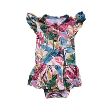 Posh Peanut Bamboo Tropical Floral Twirl Skirted Bodysuit Dress Size 3-6 Months