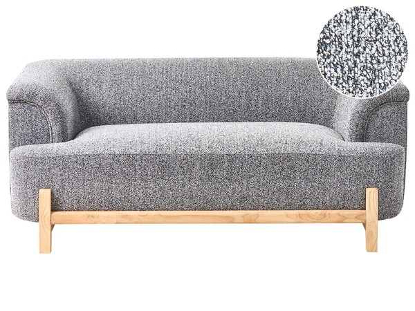 2-Sitzer Sofa Stoff Dunkelgrau Meliert Mit Breiten Armlehnen HolzfüßE Alnor-image