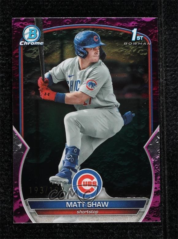 2023 Bowman Draft Chrome Fuchsia Lunar Refractor 193/199 Matt Shaw #BDC-33 0y9r