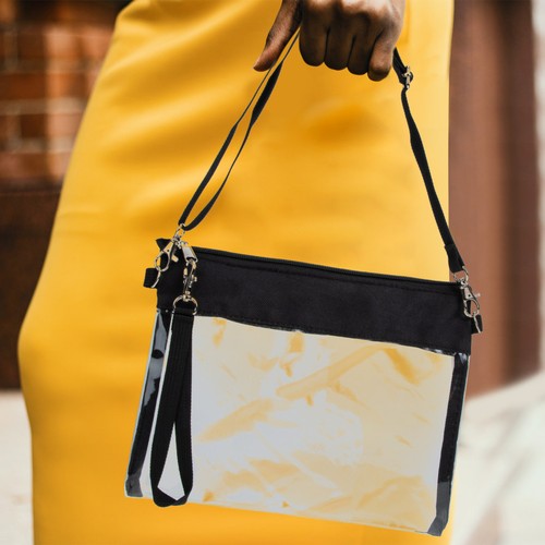 Stylish Crossbody Bag with Removable Shoulder Strap Transparent PVC Handbag - Picture 3 of 20