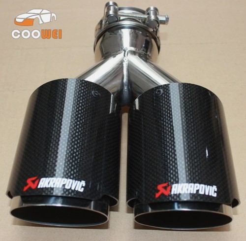 Akrapovic Exhaust Glossy Carbon Fiber Universal Dual Exhaust Tip ID63mm OD:101mm - Picture 8 of 8