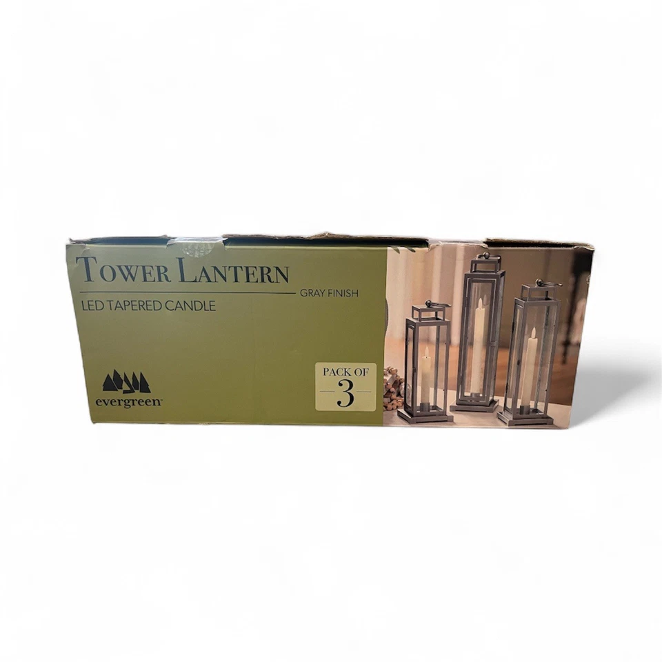 Башенные фонари упаковка из 3 со светодиодными коническими свечами пульт дистанционного управления полностью стальная серая отделка - Изображение 3 из 4