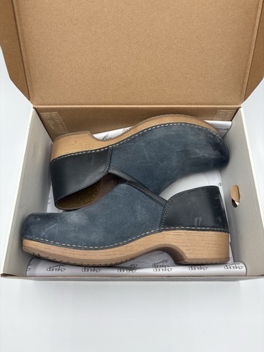 Dansko Brenna Burnished Blue Suede Leather Clogs Slip On Shoes Womens 8/38 - Picture 11 of 11