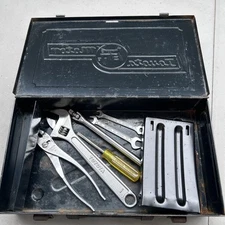 Vintage TOYOTA MOTOR Toolbox Wrench Pliers Screwdriver Case Storage Tool Set