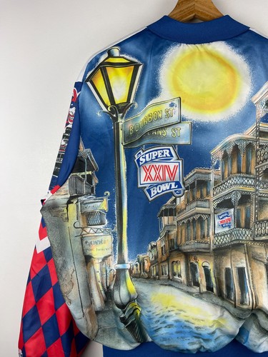 Vintage 90s NFL Chalk Line Super Bowl XXIV Fanimation Satin Bomber Jacket Size L - Picture 3 of 9