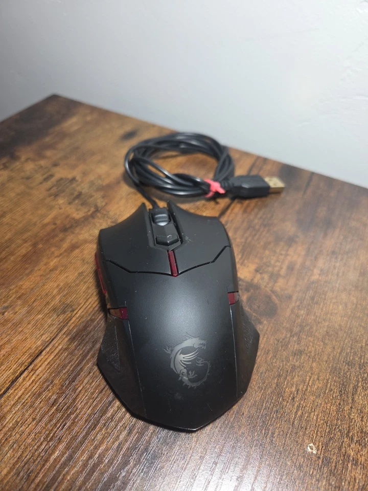 MSi Interceptor DS B1 Gaming Mouse 5Buttons Scroll Wheel Black Red Lights - Image 2 of 4