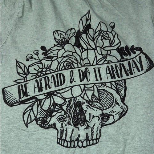 BELLA CANVAS women’s size medium graphic print skull be afraid & do it anyway - Picture 7 of 9