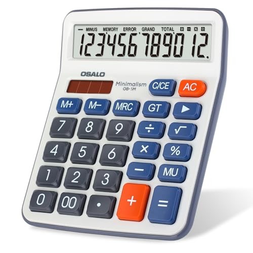 Desktop Calculator Extra 5-Inch Clear LCD Display 12-Digit Big Number Large 5M