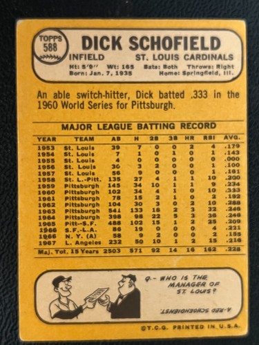 1968 Topps Baseball Singles - 458 to 598 - High Numbers -- Pick Your Card - - Picture 427 of 470