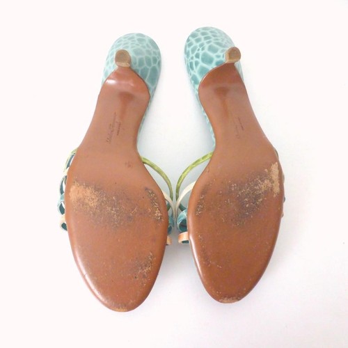 SALVATORE FERRAGAMO Vara Bow Mules Size 11B Green Reptile Print MADE IN ITALY - Picture 14 of 16