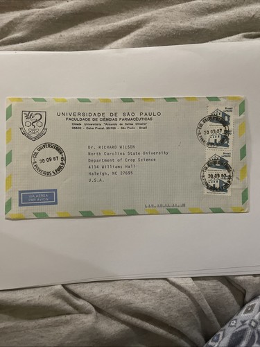 1987 Universidade De São Paulo Brazil To NC USA Cover