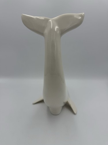 Vintage 12" JARU Keramik Keramik Delfin Skulptur Creme Modernist - Bild 4 von 11