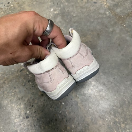 Timberland Ankle Boots Toddlers Size 4 Pink Nubuck Lace Up A0359 - Picture 6 of 10