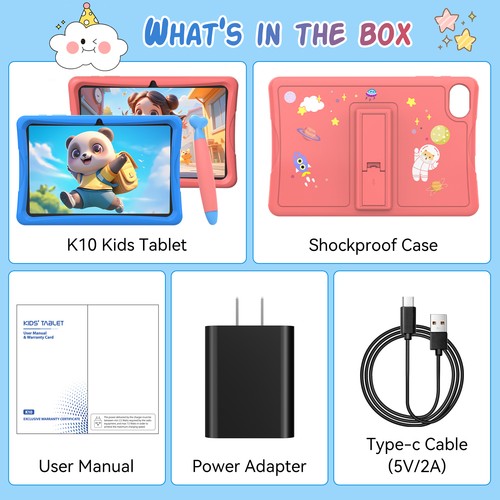 TABWEE K10 10.1 Inch Kids Wi-Fi Tablet 2025 Andriod 15 12GB+64GB Bundle TPU Case - Picture 8 of 8