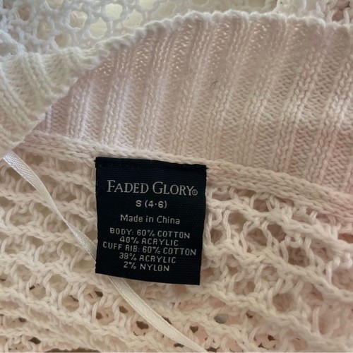 Faded Glory Y2K Open Knit Open Front Half Sleeve Shrug White Sz S - Picture 16 of 16