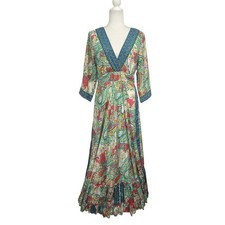Anthropologie ME2Magic Maxi Dress Boho Festival V Neck 3/4 Sleeve Size Large