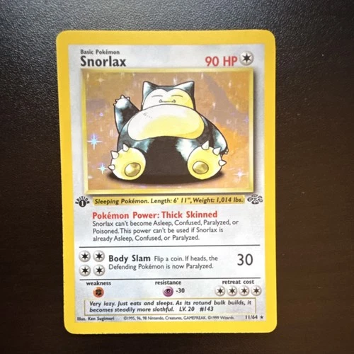 Pokémon Snorlax Jungle 1st Edition Holo Rare 90 HP Card 11/64 1999 English