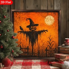 Halloween Pumpkin Scarecrow Crow Moon Wooden Sign Farmhouse Wall Decor Gift