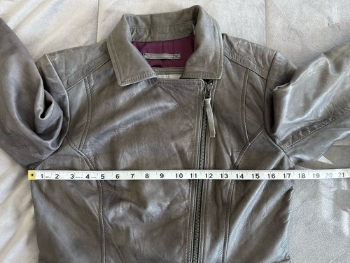 Women's Marc New York Andrew Marc Dark Gray Moto Leather Jacket Size Medium - Picture 8 of 13