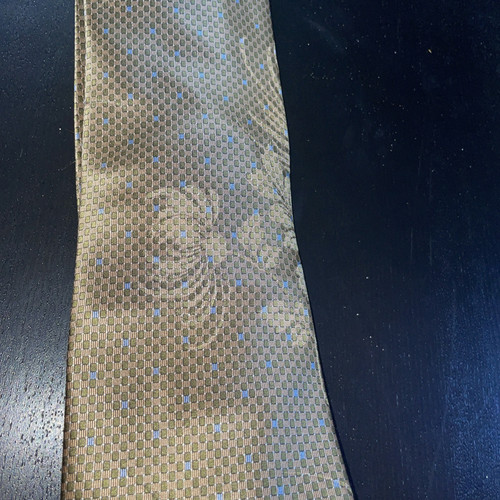 BRIONI Mens Neck Tie Green Yellow Blue Geometric Silk Handmade Italy Designer - Picture 2 of 3