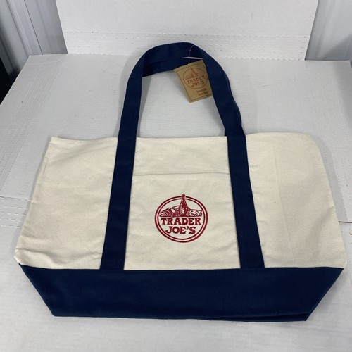 TRADER JOE'S robuste wiederverwendbare Canvas Beuteltasche Einkaufstasche BRANDNEU ETIKETT