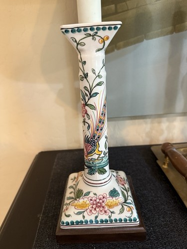 Pair 2 Frederick Cooper Hand Painted Ceramic Table Lamps Floral Signed pleated - Picture 2 of 20