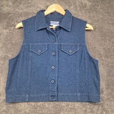 VTG Pendleton Petite Blue Denim Vest Size 8 Made in USA Western Boho Workwear