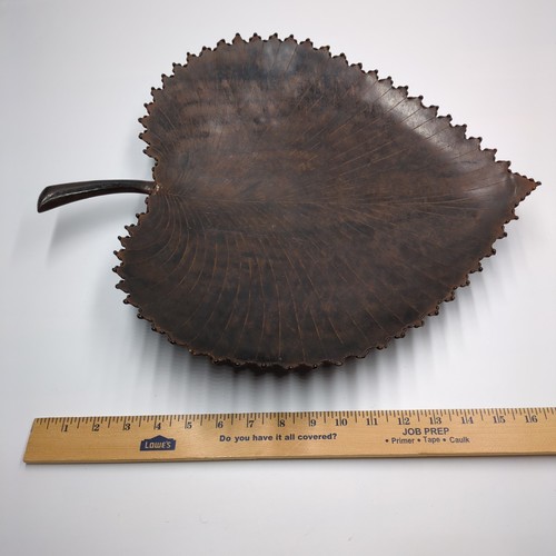 Vintage Decorative Tray Dish Leaf Fall Decor Brown Metal - Picture 5 of 6