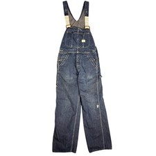 Vintage 50s Big Mac Denim Overalls Indigo Blue Carpenter Bibs Union Made sz 32