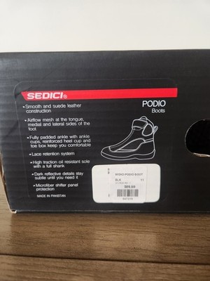 Sedici Podio Street Riding Light Weight Motorcycle Black Boot Men s Size 11 US