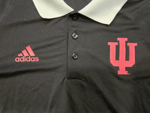 Adidas Indiana Hoosiers Climalite Polo Shirt Mens Medium Black White Breathable - Picture 7 of 17