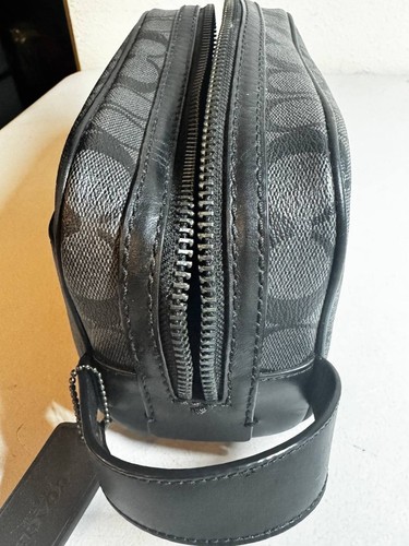 COACH Small Travel Kit 2515 - Black/Charcoal Leather & Signature Canvas - Picture 3 of 7