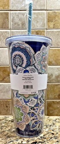 Vera Bradley Travel Tumbler 24 Oz. -Sketched Medallion - Picture 3 of 4