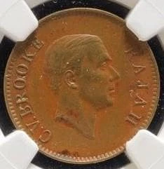 NGC-AU55BN 1937H SARAWAK CV Brooke 1-cent copper coin / 66