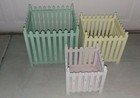 Nesting Wooden Crates Multi Color Picket Fence Design - Set/3