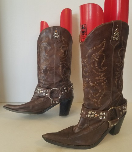 Charlotte Russe Cowgirl Harness Western Boots Brown Size 8 M - Picture 3 of 11