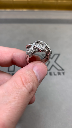 Estate 18K White Gold Diamond Crossover X Wide Contemporary Cocktail Ring 3.30ct - Video 1 of 1